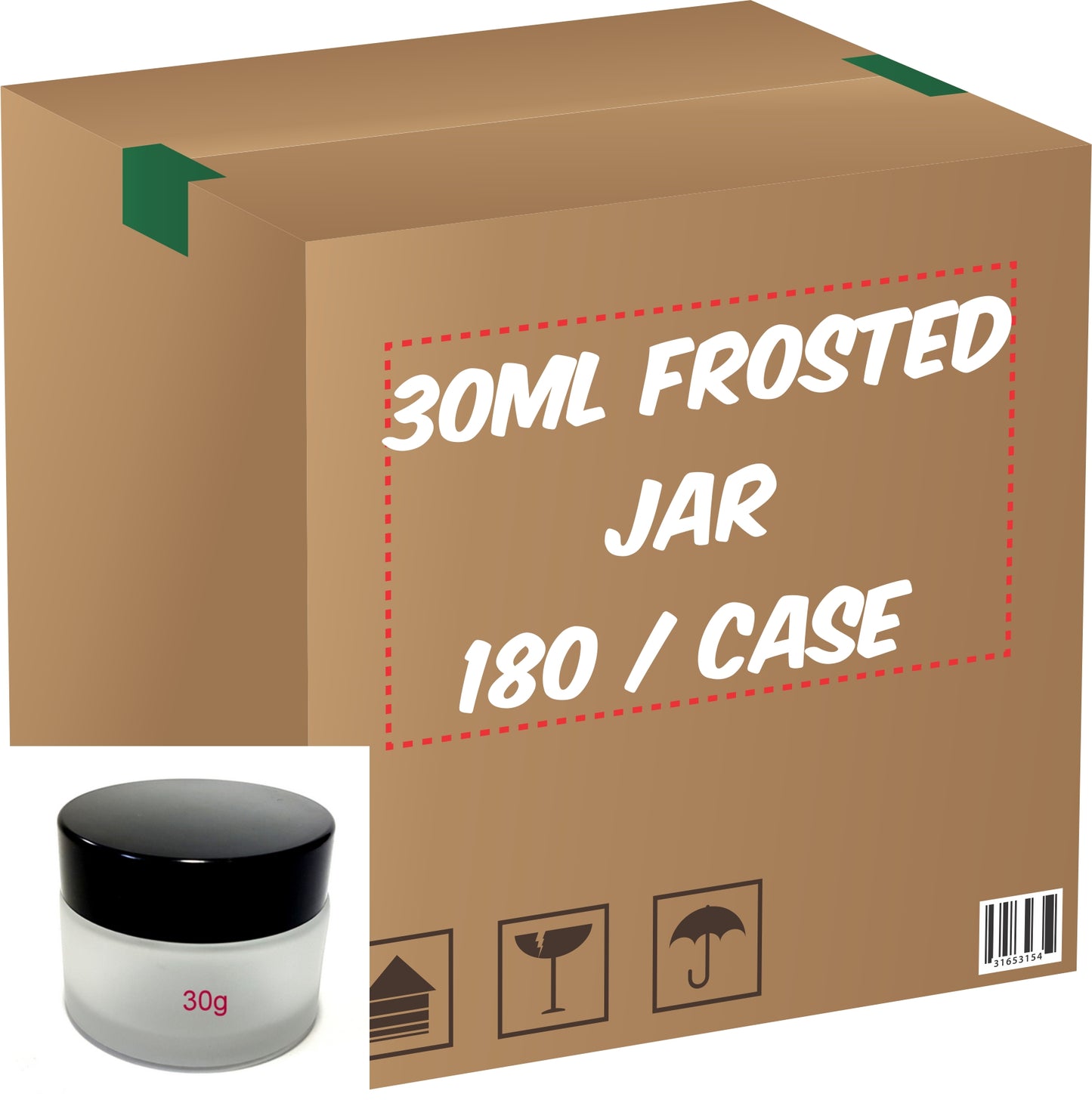 Frosted Glass Jar (Black Lid) - 30g / 1oz