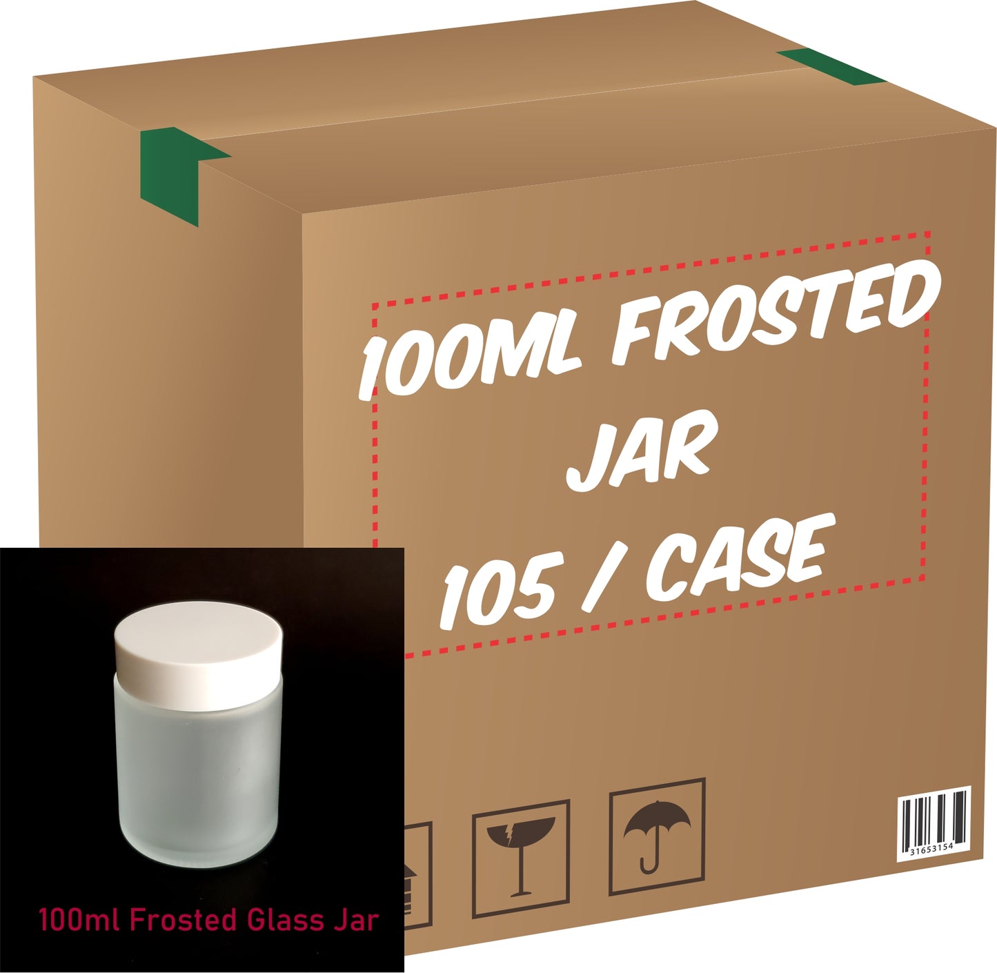 Frosted Glass Jar (White Lid) - 100g