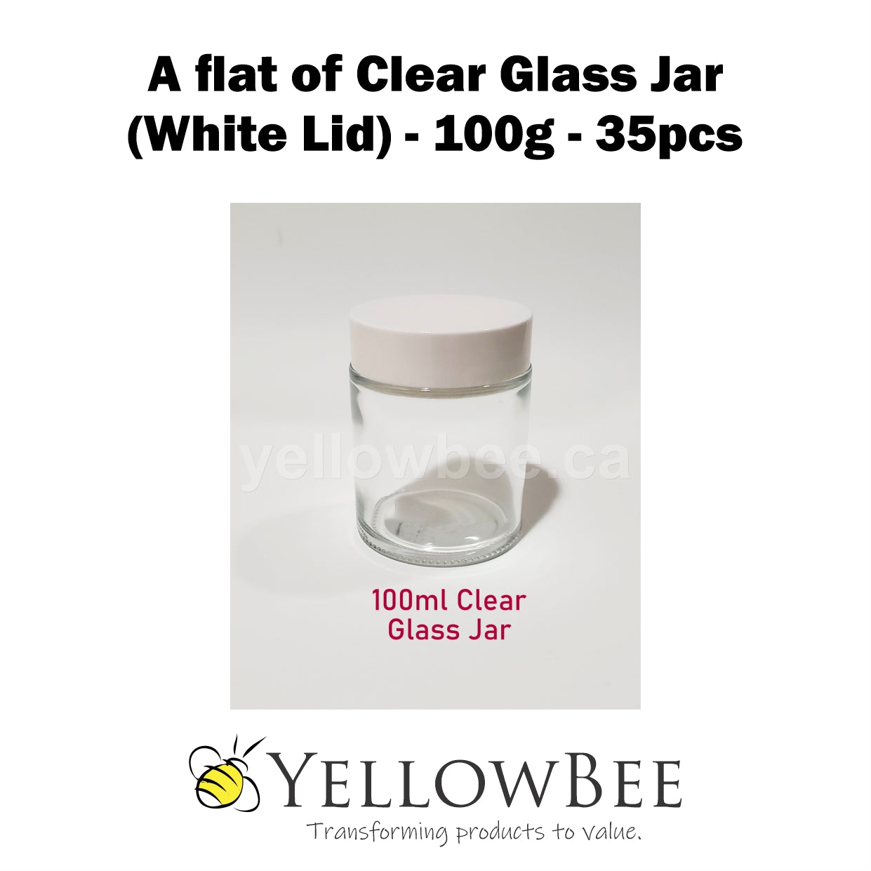 Clear Glass Jar (White Lid) - 100g