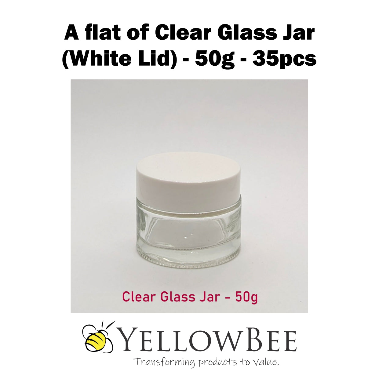 Clear Glass Jar (White Lid) - 50g / 1.8oz