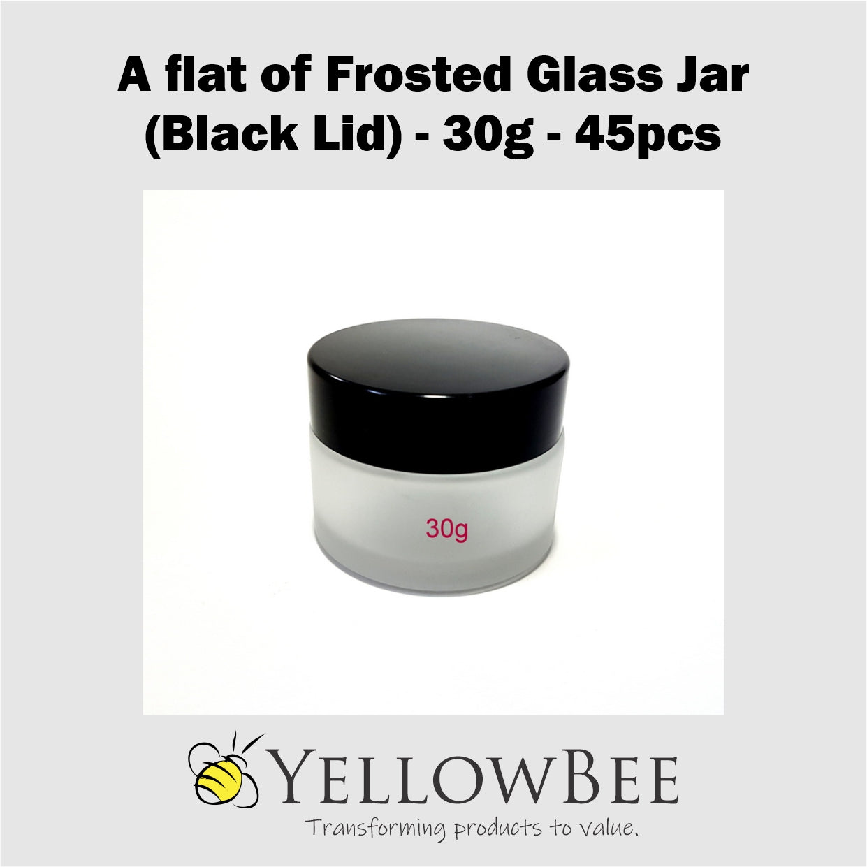 Frosted Glass Jar (Black Lid) - 30g / 1oz
