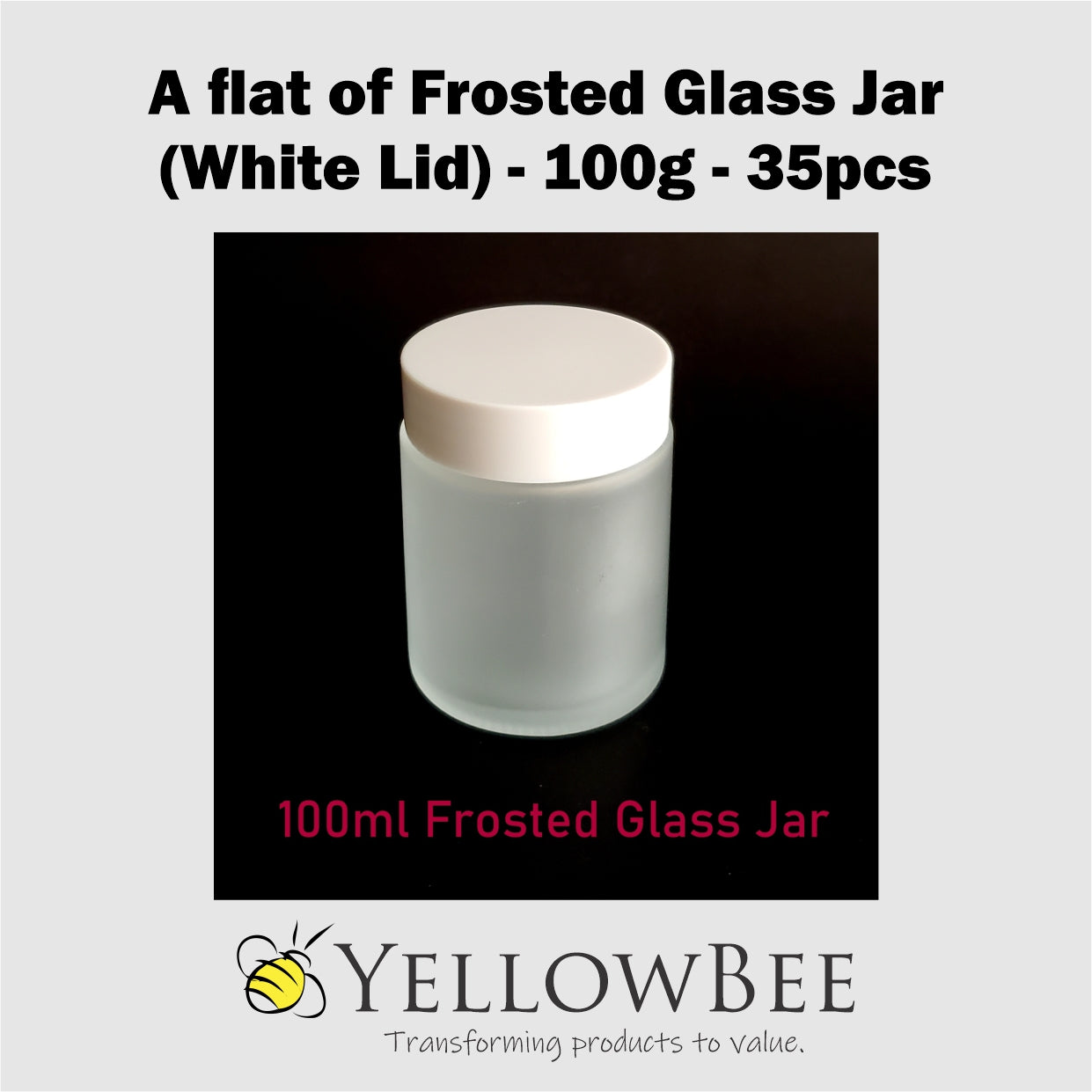 Frosted Glass Jar (White Lid) - 100g