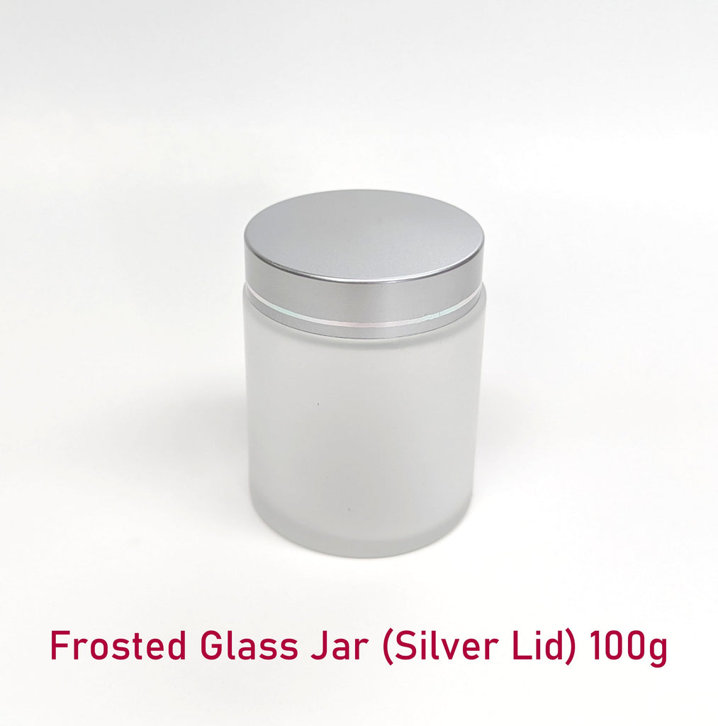 Frosted Glass Jar (Silver Lid) - 100g