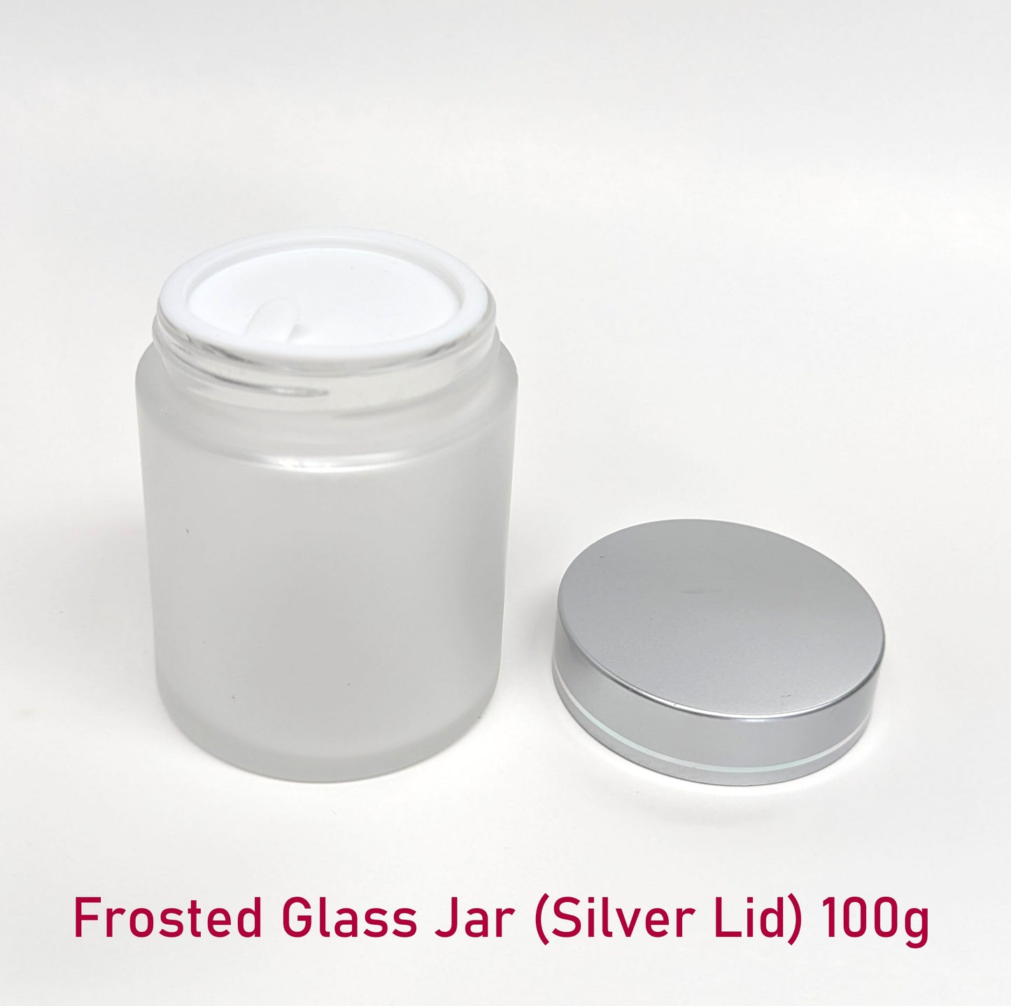 Frosted Glass Jar (Silver Lid) - 100g