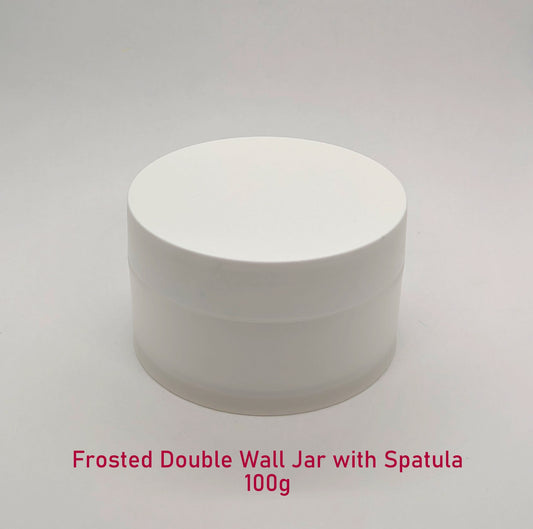Frosted Double Wall White Jar with Spatula - 100g