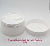 Frosted Double Wall White Jar with Spatula - 100g