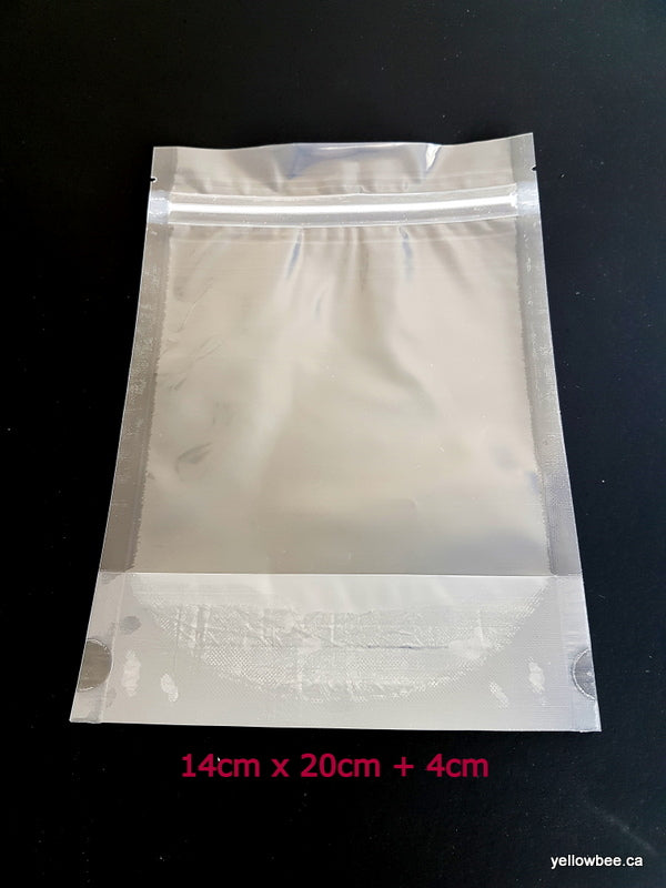 Resealable Self-Standing Clear Plastic Pouch (Large) - 14cm x 20cm + 4cm (10 per pack)