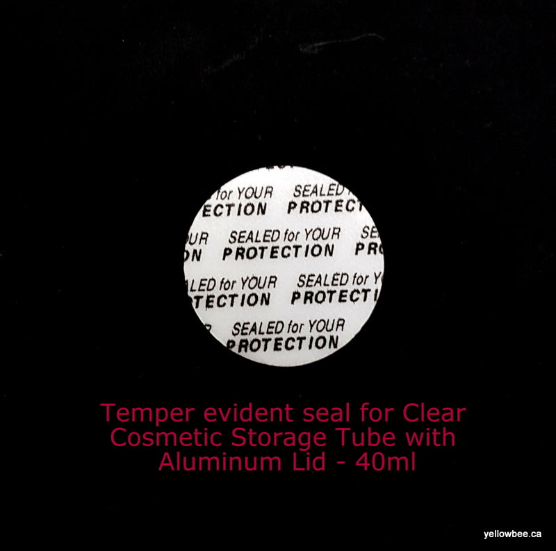 Tamper Evident Seal for Clear Cosmetic Storage Tube with Aluminum Lid - 40ml