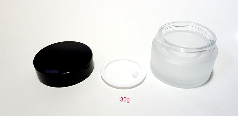 Frosted Glass Jar (Black Lid) - 30g / 1oz