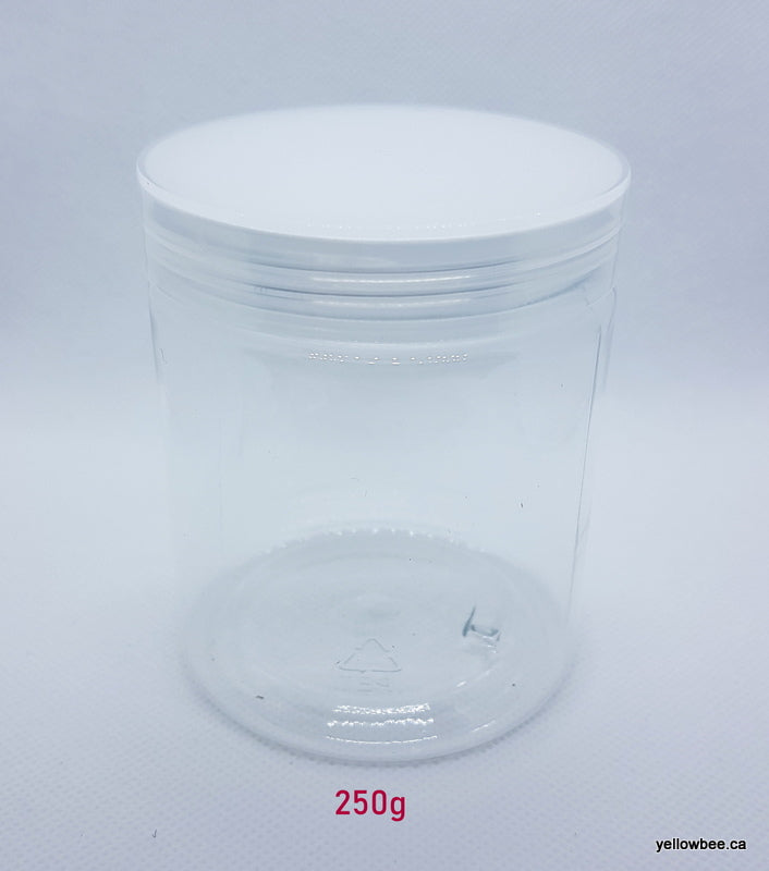 Clear PET Jar - Clear Lid - 250g / 8.82oz