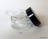 Clear Glass Jar (Black Lid) - 30g / 1oz