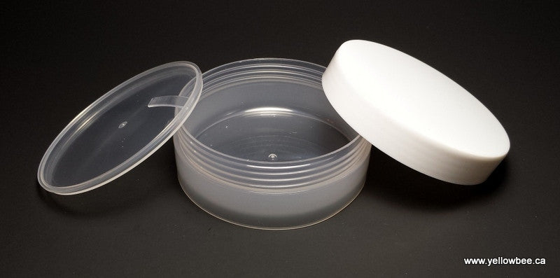 Low Profile Double Wall Plastic Jar with White Lid - 100ml