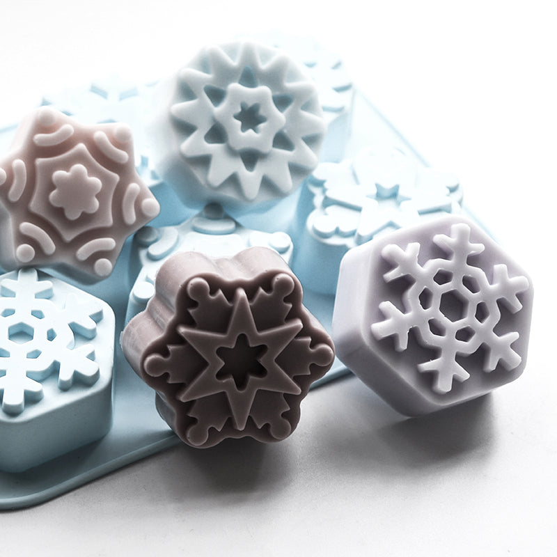 Soap Mould - 6 Cavity Snow Flakes 2 - SM-018