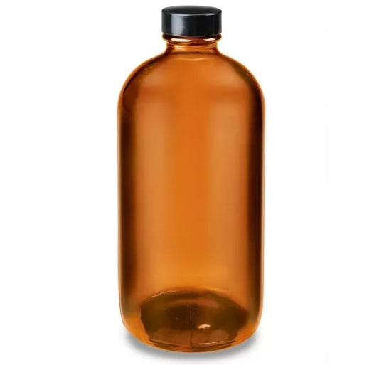 Amber Boston Round Glass Bottles - 16 oz