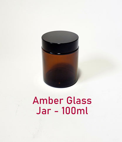 Amber Glass Jar (Black Lid) - 100g (Full Case 105pcs)