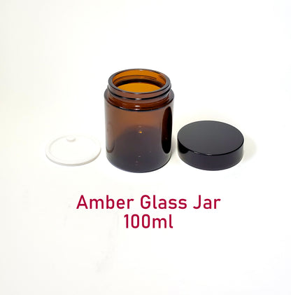 Amber Glass Jar (Black Lid) - 100g (Full Case 105pcs)