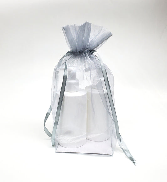 Organza Bag - Cardboard Bottom - (Large Silver)