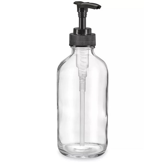 Clear Glass Bottle with Black Pump - 8oz (Case of 24)