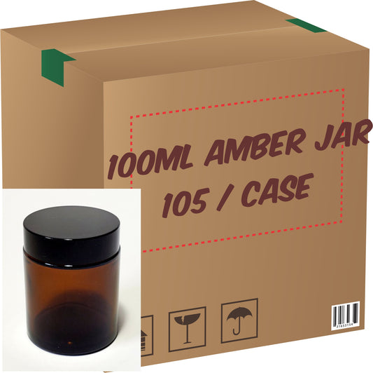 Amber Glass Jar (Black Lid) - 100g (Full Case 105pcs)