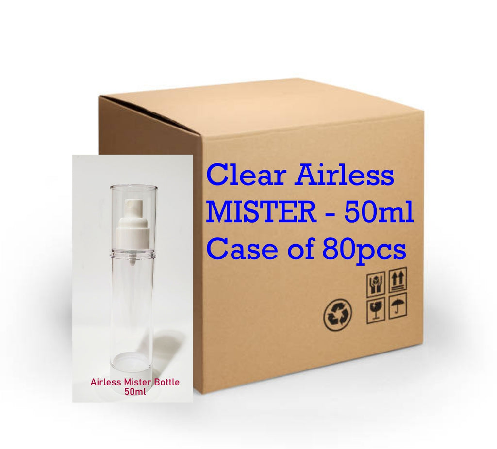 Clear Airless MISTER / SPRAYER Bottle - 50ml (Reusable) (Discount - Case of 80pcs)