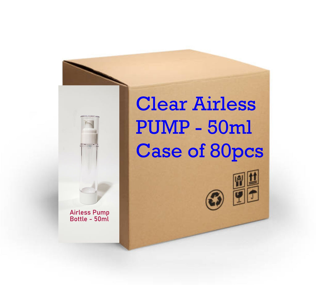 Clear Airless PUMP Bottle - 50ml (Reusable) (Discount - Case of 80pcs)