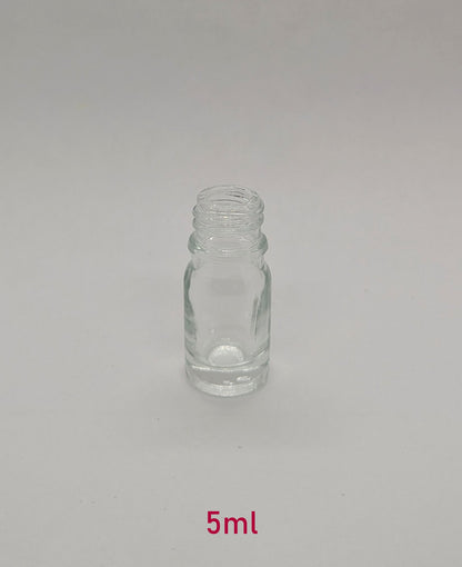 New Essential Oil Glass Bottle - Clear - 5ml / 0.17oz