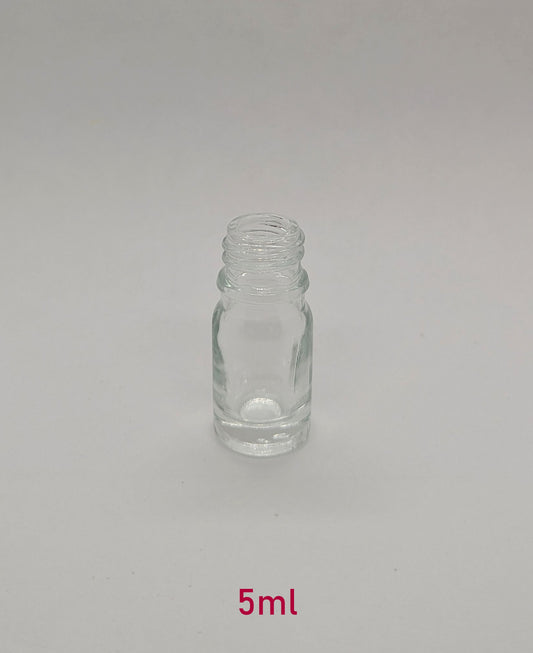New Essential Oil Glass Bottle - Clear - 5ml / 0.17oz