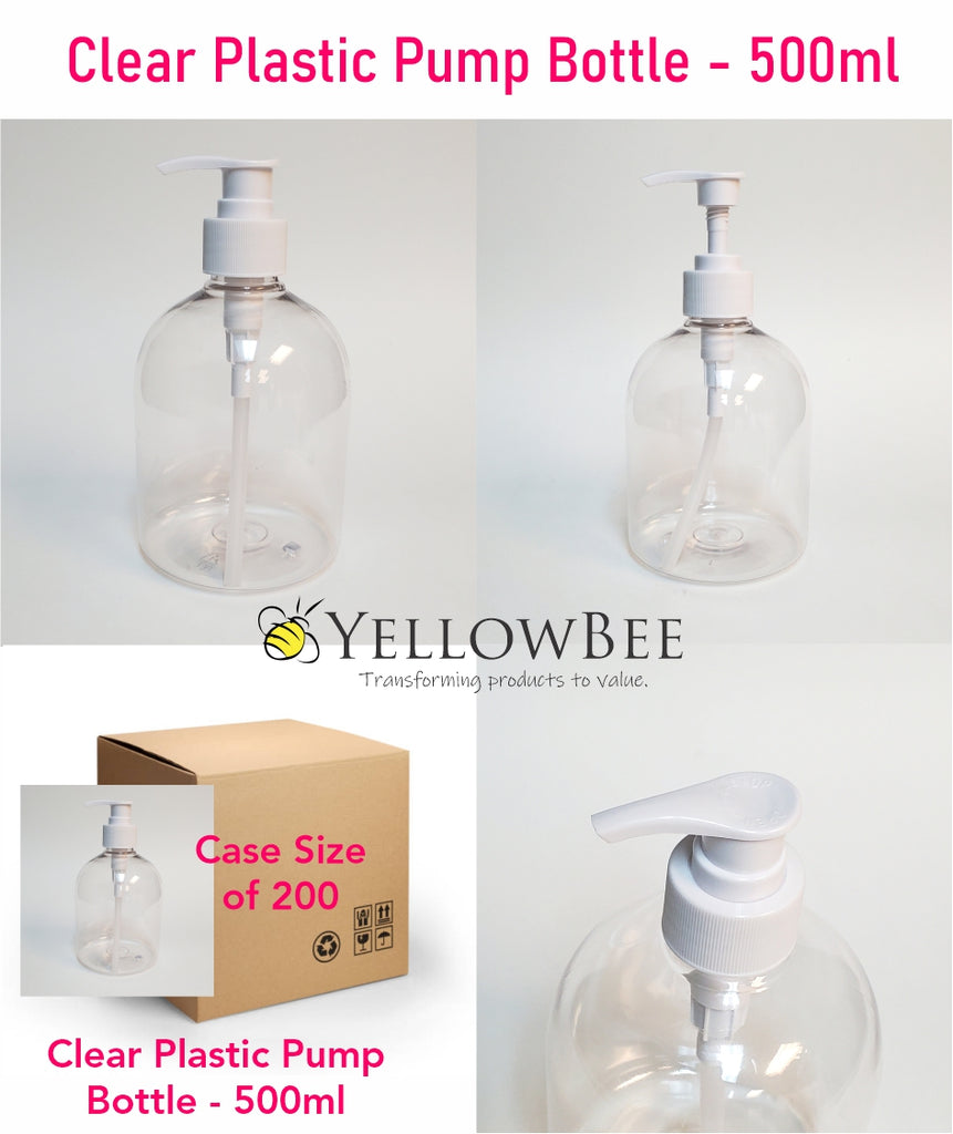 Clear Plastic Pump Bottle - 500ml