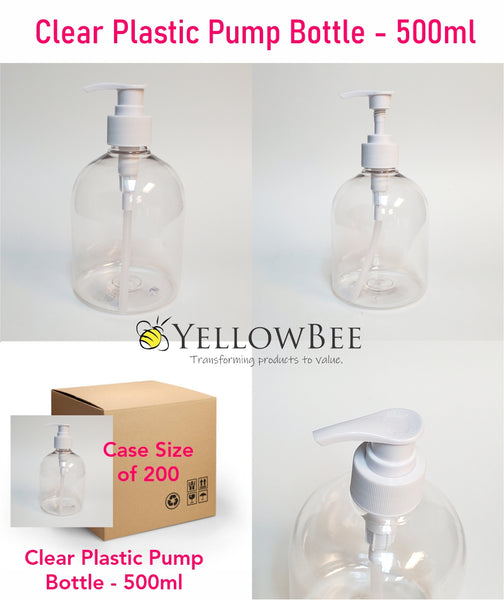 Clear Plastic Pump Bottle - 500ml – YellowBee Packaging and Supplies Inc