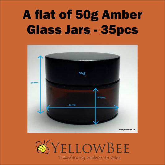 Amber Glass Jar (Black Lid) - 50g (Discount - Flat of 35pcs)