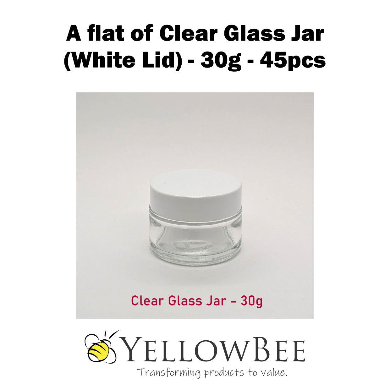 Clear Glass Jar (White Lid) - 30g / 1oz