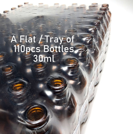 New Essential Oil Glass Bottle - Amber - 30ml (Flat of 110pcs)