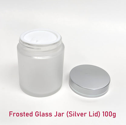 Frosted Glass Jar (Silver Lid) - 100g