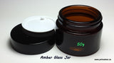 Amber Glass Jar (Black Lid) - 50g (Discount - Flat of 42pcs)