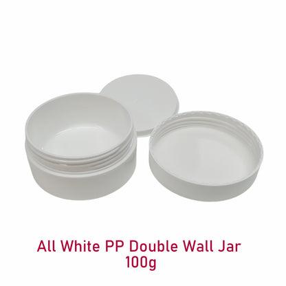 All White PP Double Wall Jar - 100g