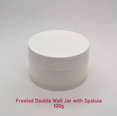 Frosted Double Wall White Jar with Spatula - 100g