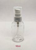 Clear Boston Round Plastic (White) Pump Bottle - 50ml