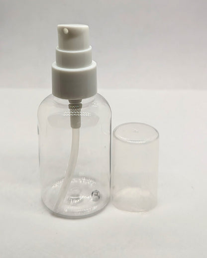 Clear Boston Round Plastic (White) Pump Bottle - 50ml