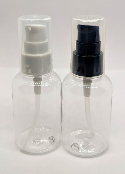 Clear Boston Round Plastic (White) Pump Bottle - 50ml