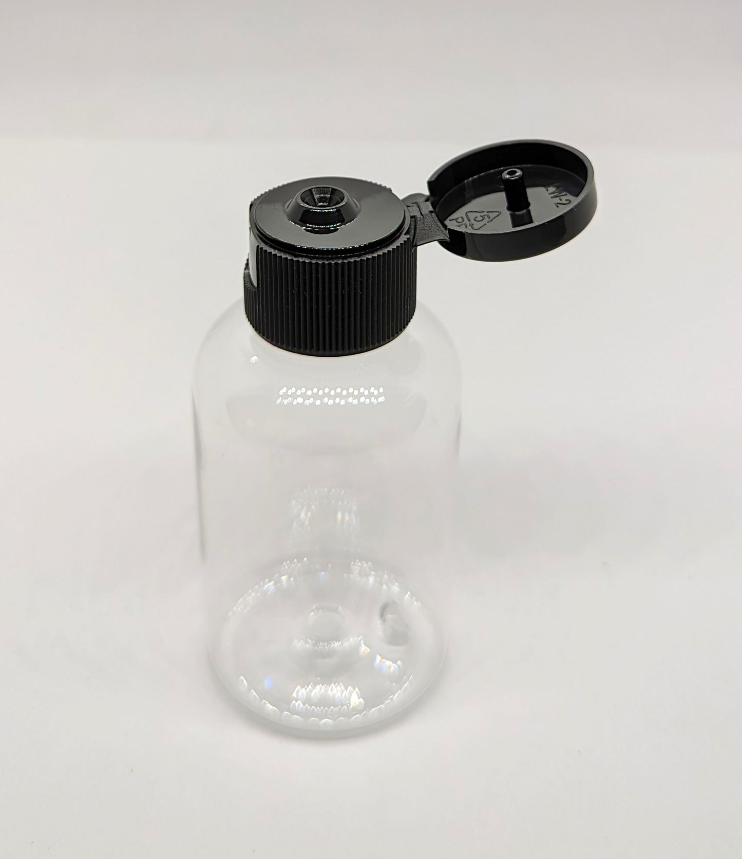 Clear Boston Round Plastic Bottle with Black Flip Cap - 50ml