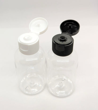 Clear Boston Round Plastic Bottle with Black Flip Cap - 50ml