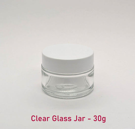 Clear Glass Jar (White Lid) - 30g / 1oz