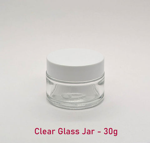 Clear Glass Jar (White Lid) - 30g / 1oz
