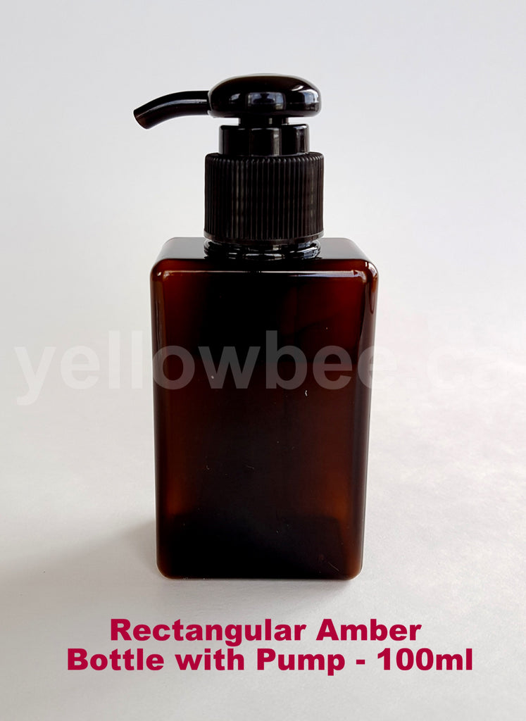 Rectangular Bottle with Dispensing Pump - Amber - 100ml