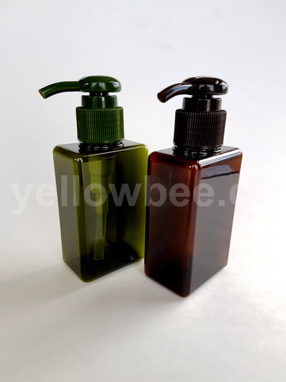 Rectangular Bottle with Dispensing Pump - Amber - 100ml