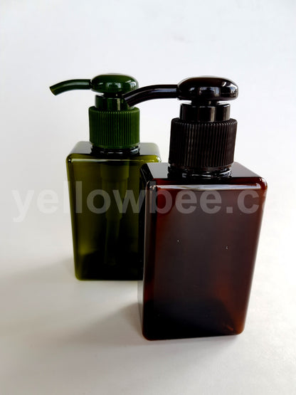 Rectangular Bottle with Dispensing Pump - Amber - 100ml