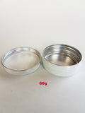 Metal Tin (White) with Screw Lid - 60g / 2.12oz (Full Case of 300pcs)