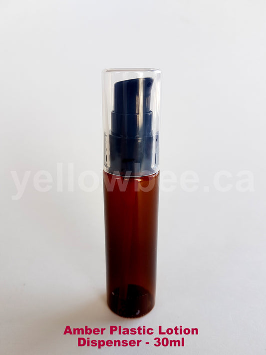 Amber Slim Plastic Bottle with Lotion Dispenser - 30ml