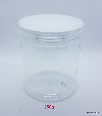 Clear PET Jar - Clear Lid - 250g / 8.82oz