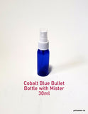 Cobalt Blue Bullet Plastic Bottle with Mister - 30ml